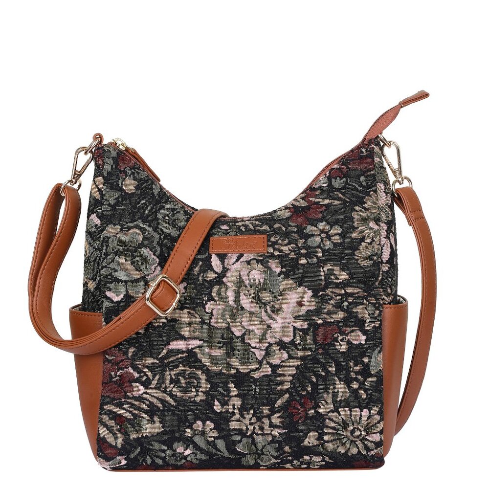 Women’s Vintage Tapestry Hobo Bag with Vegan Leather Trim | Shoulder & Crossbody